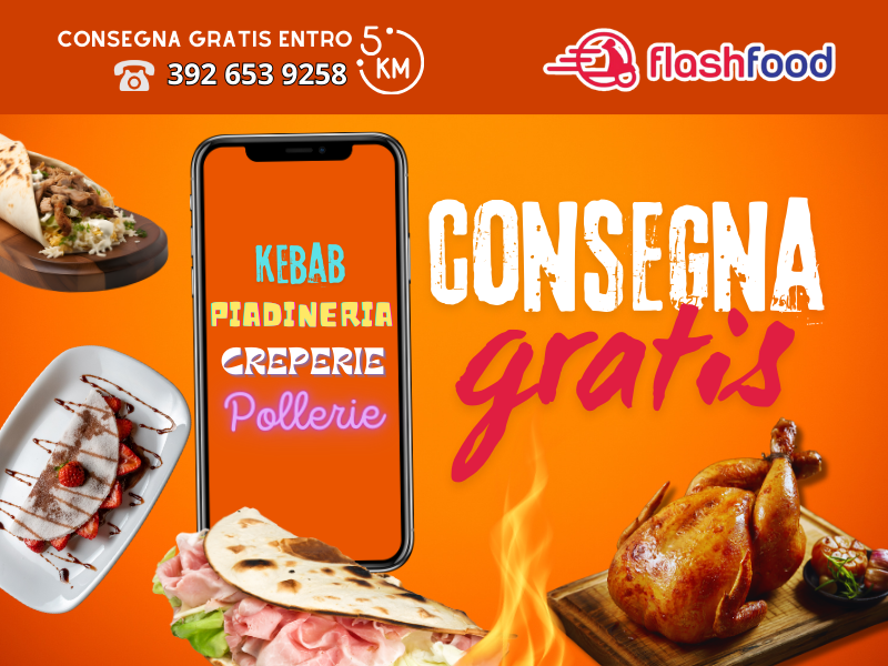 CONSEGNA GRATUITA CREPES, PIADINE, POLLERIE E KEBAB